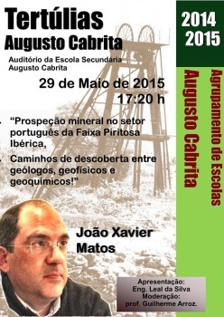 Barreiro-Tertulias Augusto Cabrita debatem Prospeção mineira em Portugal