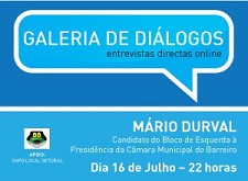 Entrevistas em Directo no “Rostos” - Barreiro / Setúbal Mário Durval entrevistado no “Rostos on line” . DIA 16 DE JULHO, pelas 22 horas, veja aqui no ROSTOS ON LINE e SAPO LOCAL EM DIRECTO
