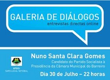 Entrevistas em Directo no “Rostos” - Barreiro / Setúbal Nuno Santa Clara Gomes entrevistas em directo no “Rostos on line” . DIA 30 DE JULHO, pelas 22 horas, veja aqui no ROSTOS ON LINE e SAPO LOCAL EM DIRECTO