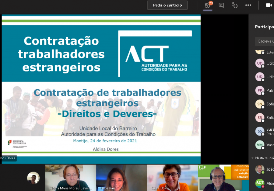 Unidade Local ACT no Barreiro e Câmara Municipal do Montijo Webinar - «Contratação de Trabalhadores Estrangeiros – Direitos e Deveres dos Empregadores» -