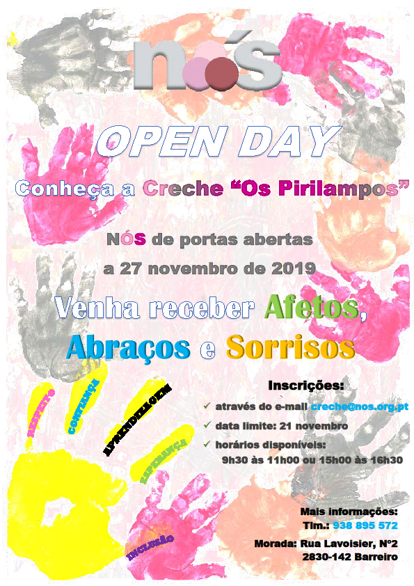 NÓS de portas abertas à comunidade Creche «Os Pirilampos» dinamiza Open Day a 27 de novembro