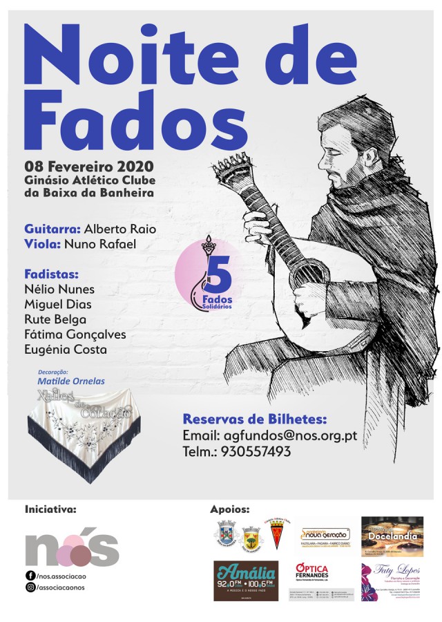 BARREIRO - NÓS PROMOVE NOITE DE FADOS SOLIDÁRIA Iniciativa recolhe fundos para novo CAO . 8 DE FEVEREIRO - 21 Horas