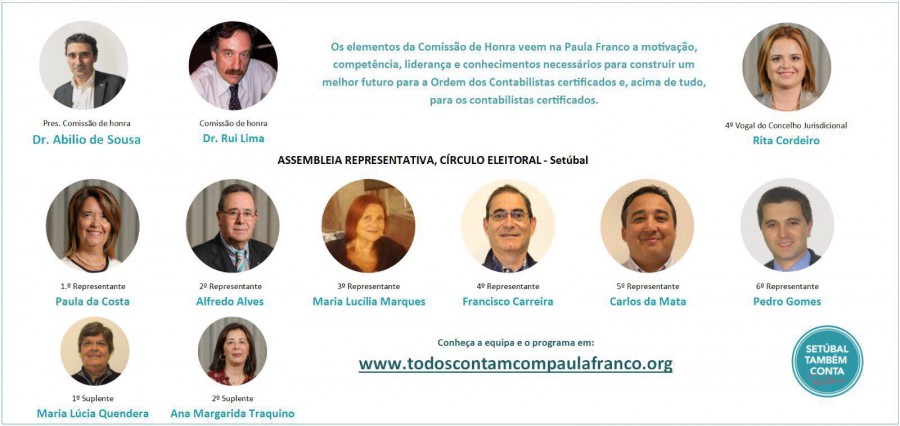 Paula Costa do Barreiro cabeça de lista à Assembleia Representantes por Setúbal Paula Franco candidata a Bastonária da Ordem dos Contabilistas Certificados