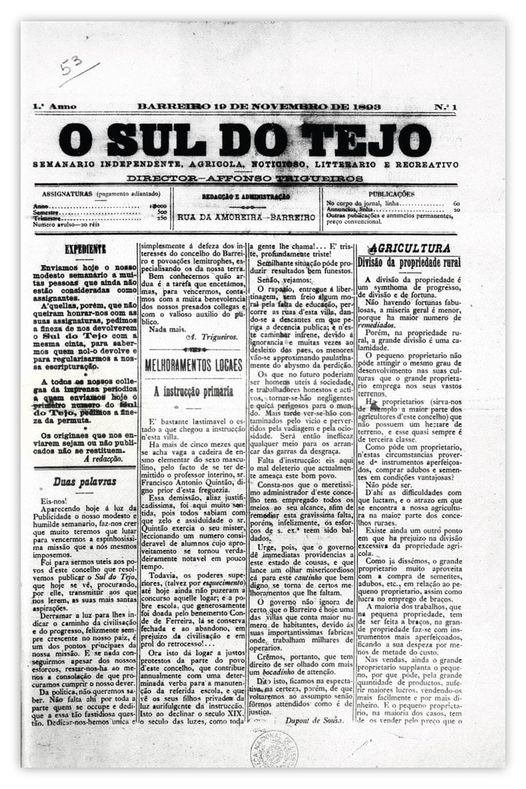 A(nota)mento “Liberdade. A força que apaga tudo” . 1º jornal do Barreiro fundado há 131 anos