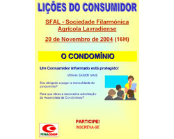 Escola Aberta na SFAL Aula sobre “Lições do Consumidor” trata assuntos relacionados com o condomínio