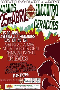 No Barreiro - Comemorações 40 Anos de 25 de Abril Encontro de Gerações com música e mega aula de Zumba ao ar livre no Lavradio