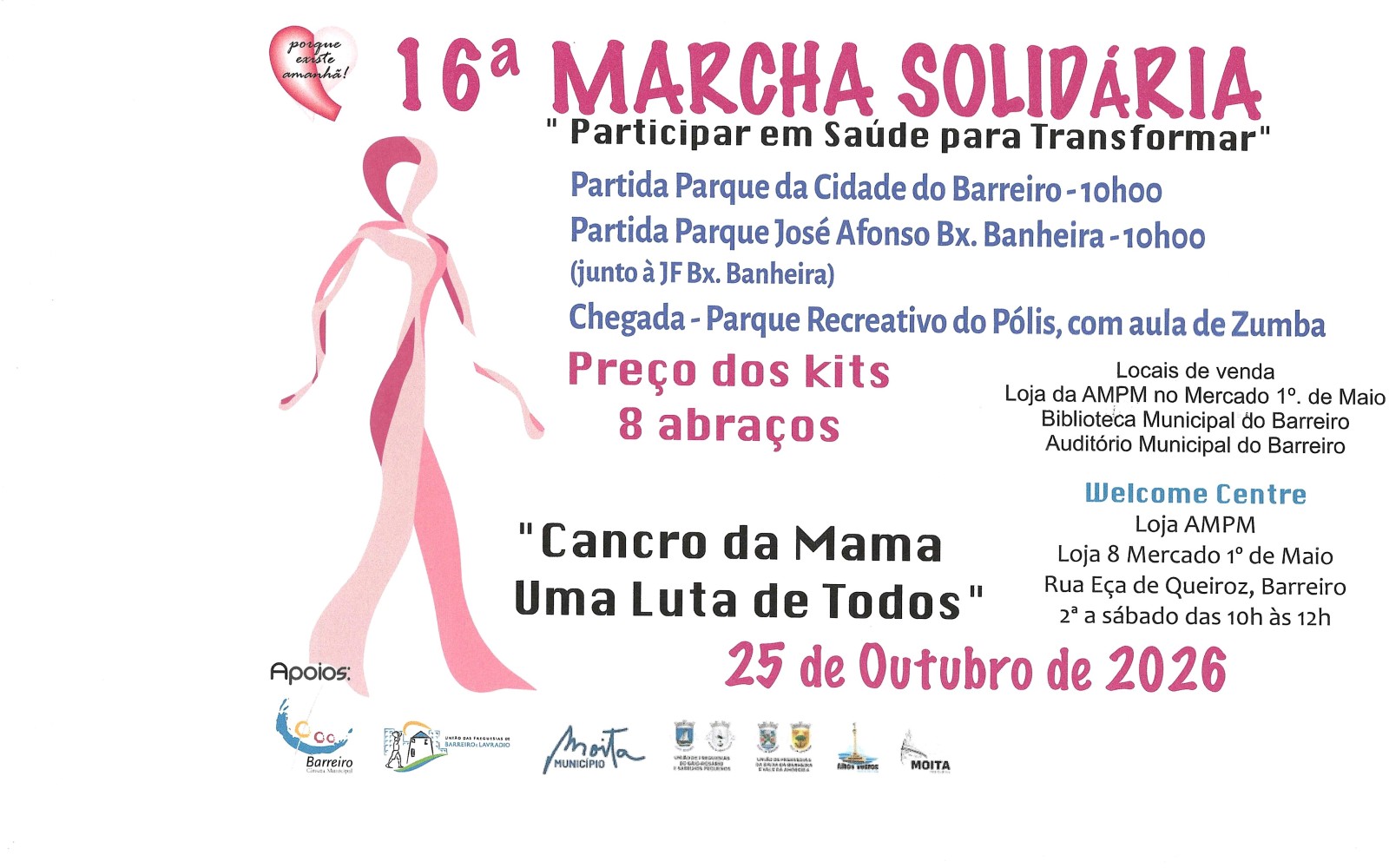 Barreiro - Associação de Mulheres com Patologia Mamária 16ª. Marcha Solidária da AMPM . dia 25 de Outubro