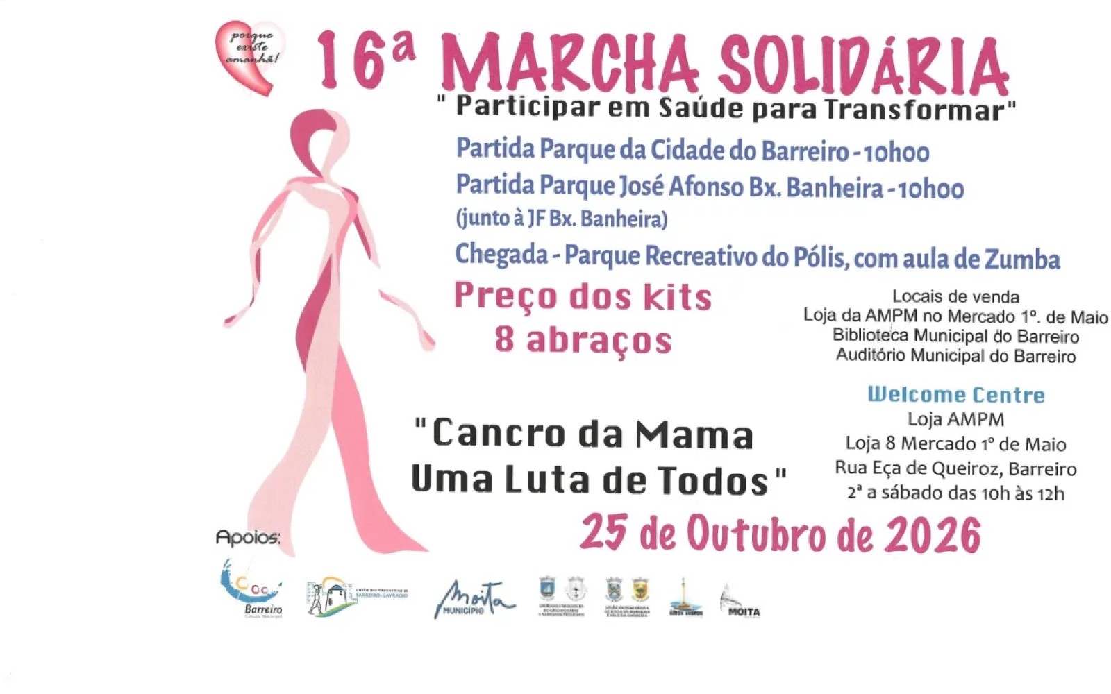 Barreiro - Associação de Mulheres com Patologia Mamária16ª. Marcha Solidária da AMPM . Dia 25 de outubro
