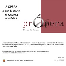 Ciclo de Conversas no Barreiro Sobre a história da Ópera do Barroco à Actualidade