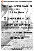 Carlos Carvalhas no Barreiro Participa na Conferência de Aniversário da Cooperativa Cultural Popular Barreirense