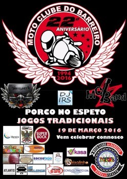 Moto Clube do Barreiro comemora 22º aniversário Convida população para festejar com música ao vivo, churrasco e jogos tradicionais