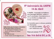 Associação de Mulheres com Patologia Mamária - Barreiro Promove almoço comemorativo do seu 6º aniversário