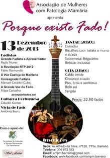 Associação de Mulheres com Patologia Mamária - Barreiro Jantar convívio de Fim de Ano com programa «Porque existe Fado»