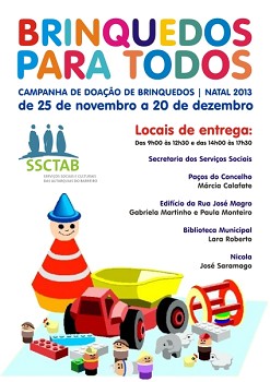 CAMPANHA DE DOAÇÃO PROMOVIDA PELOS SERVIÇOS SOCIAIS E CULTURAIS DAS AUTARQUIAS DO BARREIRO «BRINQUEDOS PARA TODOS»