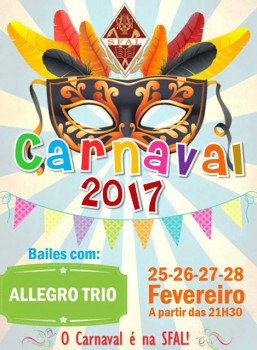 Barreiro - Bailes da Carnaval na SFAL Domingo há Concurso de Máscaras Infantil