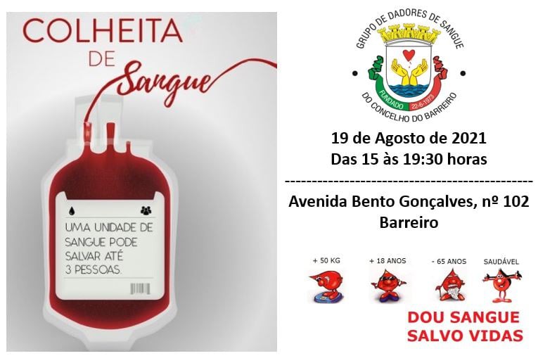 Grupo de Dadores de Sangue do Barreiro Colheita de Sangue dia 19 de Agosto