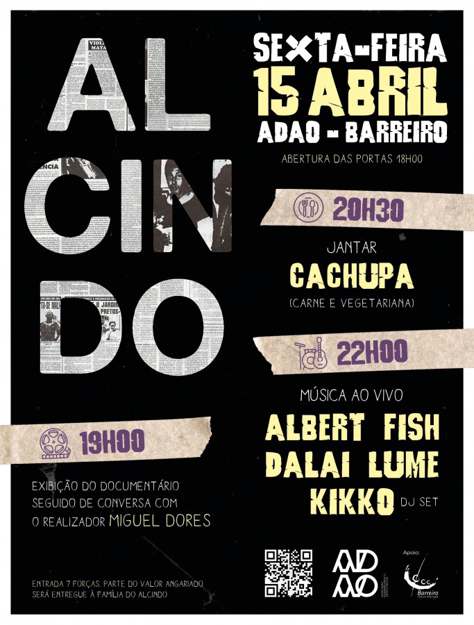 NA ADAO - BARREIRO Exibição do documentário «𝗔𝗟𝗖𝗜𝗡𝗗𝗢» . 15 de Abril