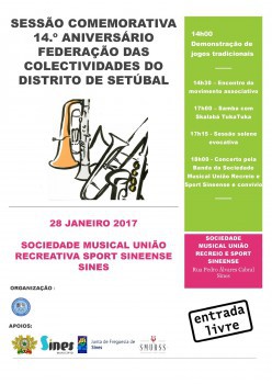 Em Sines Sessão comemorativa e Encontro do movimento associativo ASssinalam 14.º aniversário Federação das Colectividades do Distrito de Setúbal