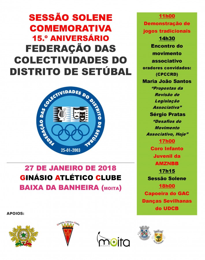 Federação das Colectividades do Distrito de Setúbal Comemorações do 15.º aniversário