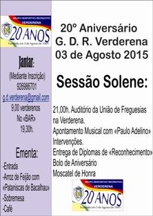 Grupo Desportivo e Recreativo da Verderena - Barreiro Comemorações do 20º aniversário