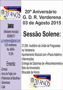 Grupo Desportivo e Recreativo da Verderena - Barreiro Comemorações do 20º aniversário