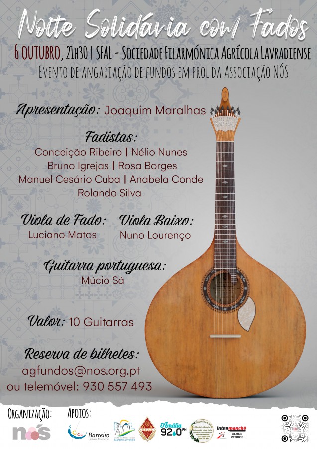 BARREIRO - SFAL abre portas a NOITE SOLIDÁRIA COM FADOS Rádio Amália junta-se à NÓS a 6 de outubro