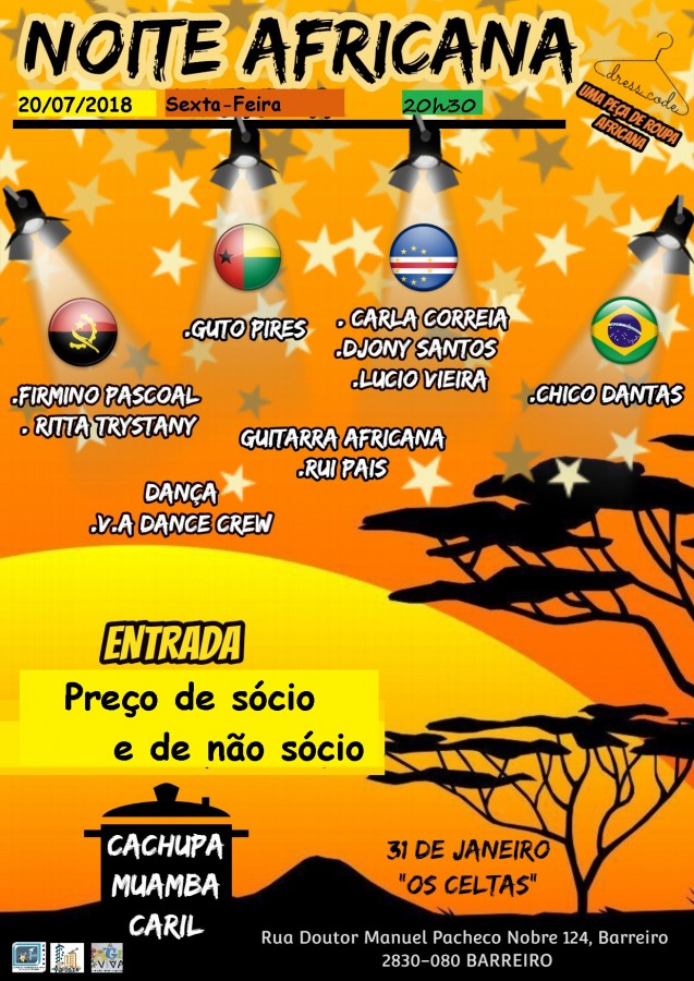 No Clube Dramático Instrução e Recreio 31 de Janeiro «Os Celtas» - Barreiro Noite Africana- CRIVA