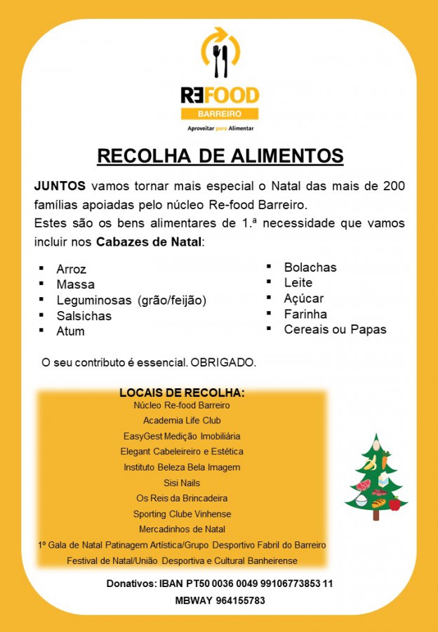 Re-food Barreiro Recolhe bens alimentares para cabazes de natal