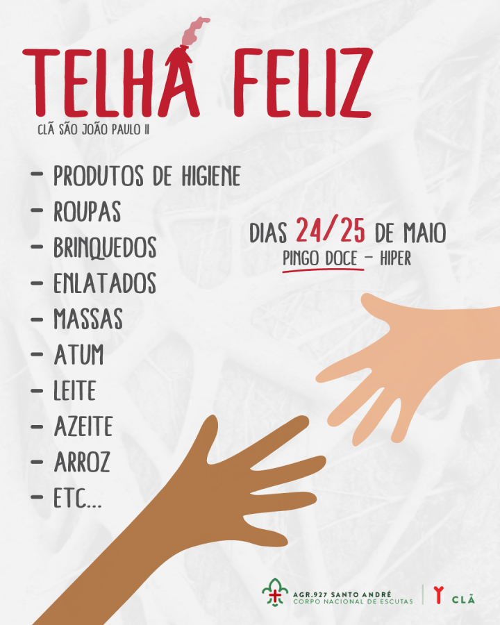 Barreiro - Escuteiros do Agrupamento 927 Santo André Promovem a tradicional campanha de solidariedade “Telha Feliz” . 24 e 25 de maio.