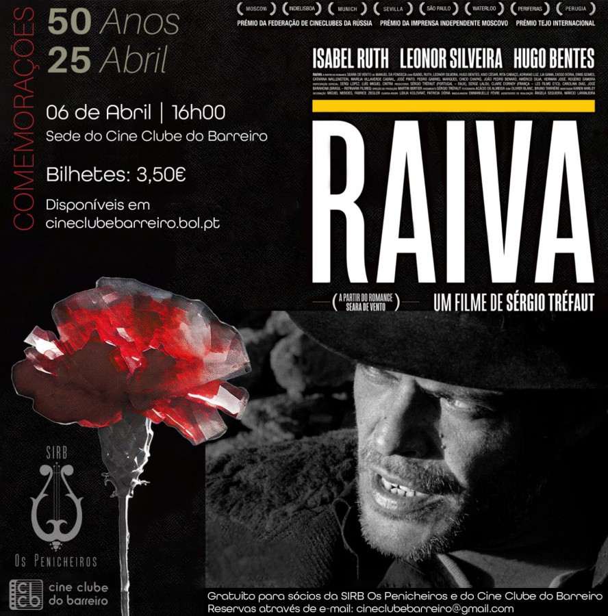 Barreiro - SIRB «Os Penicheiros» - Ciclo de Cinema Filme «RAIVA» do realizador Sérgio Tréfaut . Dia 6 de Abril - 16h00