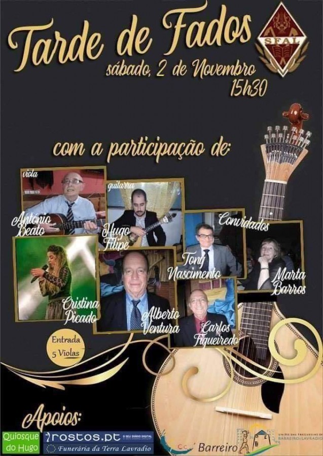 Barreiro - Tarde de Fados na SFAL Cristina Picado e Alberto Ventura duas das vozes que marcam presença