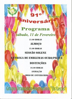 Grupo Dramático e Recreativo «Os Leças» - Barreiro Comemora 91º aniversário