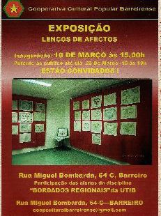 BARREIRO - EXPOSIÇÃO «LENÇOS DE AFECTOS» Trabalhos de alunas da disciplina “BORDADOS REGIONAIS” da UTIB