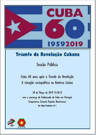 Cooperativa Cultural Popular Barreirense – Barreiro Sessão Pública «Triunfo da Revolução Cubana :1959- 2019»