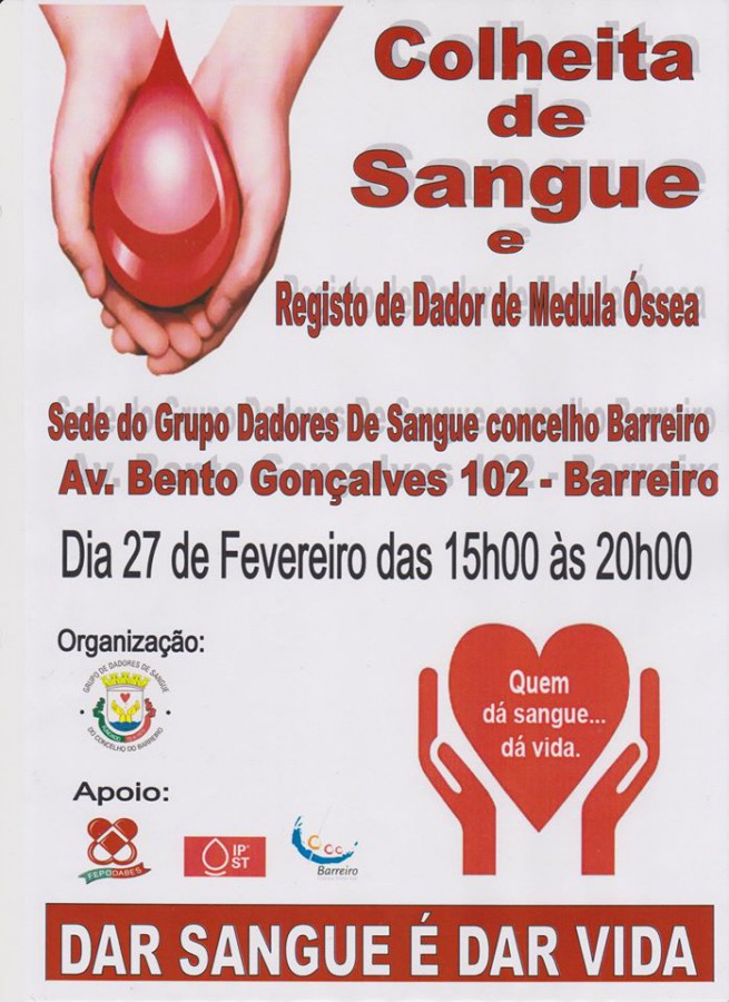 Barreiro - Grupo Dadores de Sangue do Barreiro Colheita de Sangue e Registo de Dador de Medula óssea