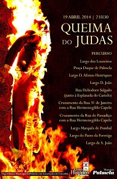 Ritual tradicional anima Centro Histórico de Palmela Queima do Judas no Largo dos Loureiros