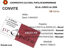 Cooperativa Cultural Popular Barreirense – Barreiro “Conversas sobre a História da Ópera – ESCOLAS”