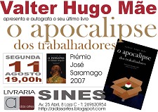 Em Sines Apresentação de “O Apocalipse dos Trabalhadores” de valter hugo mãe