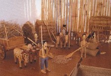 Exposição de artesanato na Biblioteca de Pinhal Novo - Palmela Miniaturas em madeira retratam trabalho agrícola