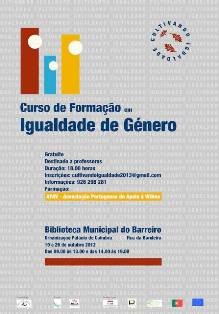 BARREIRO - CURSO DE FORMAÇÃO EM IGUALDADE DE GÉNERO INSCRIÇÕES ABERTAS