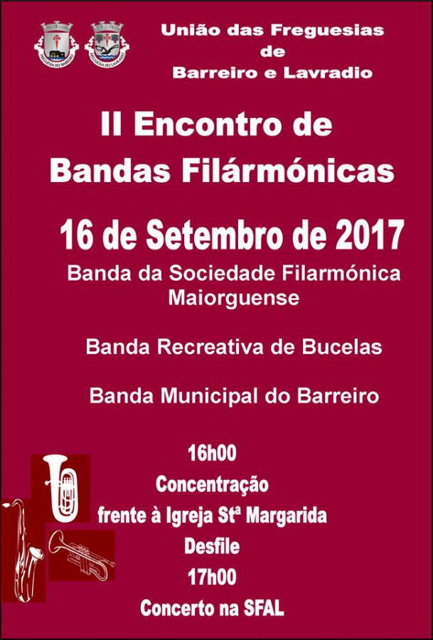 Barreiro – II Encontro de Bandas Filarmónicas Hino da SFAL será tocado em conjunto por todas as bandas