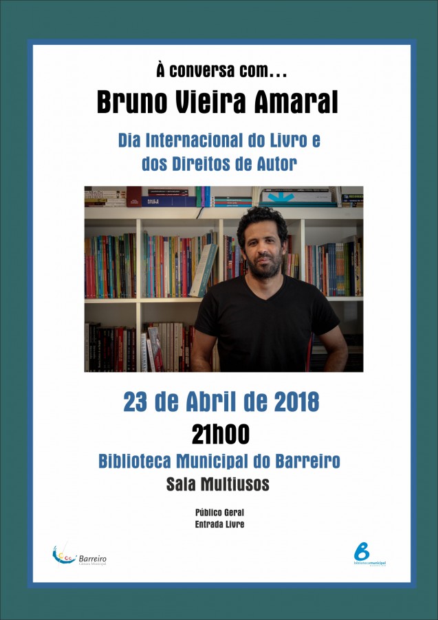 Bruno Vieira Amaral na Biblioteca Municipal do Barreiro Na iniciativa «À conversa com…»
