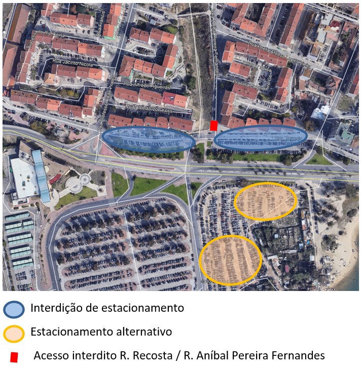 Interdição de estacionamento e circulação rodoviária a partir de 19 de julho Por um período estimado de dois meses na zona da Recosta - Barreiro