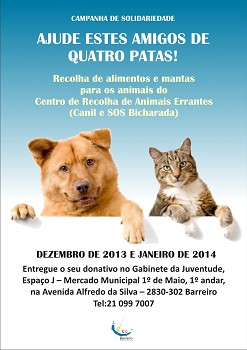 Barreiro - Campanha de solidariedade para com os animais RECOLHA DE ALIMENTOS E MANTAS