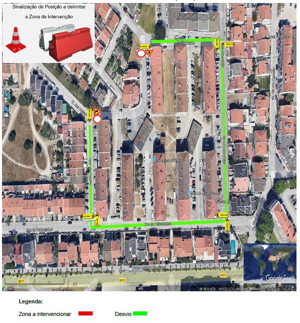 BARREIRO - Em Vila Chã, Santo António da Charneca Corte de trânsito nas ruas das Beiras e do Douro . Dias 21 e 22 de abril