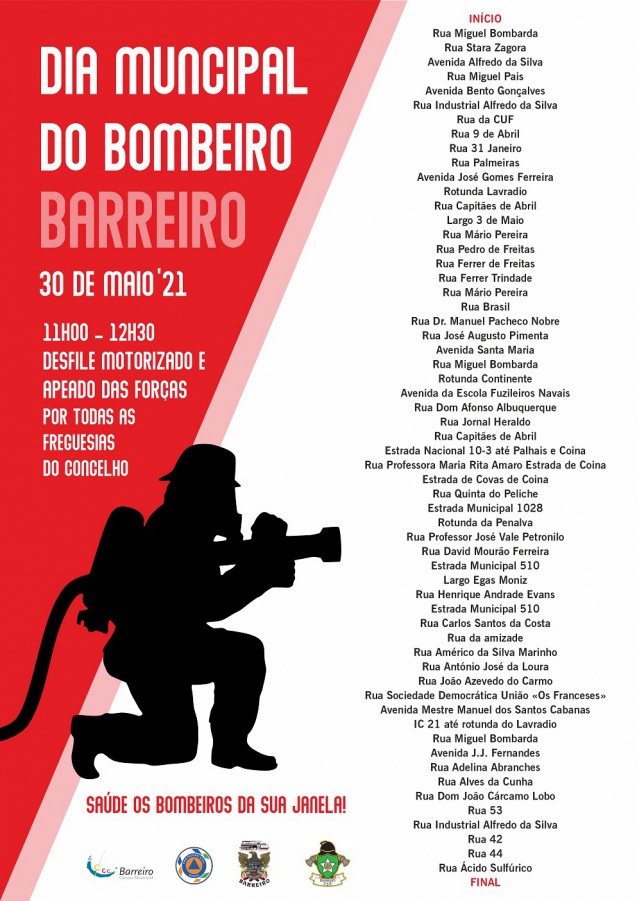 Dia Municipal do Bombeiro - Barreiro Saúde os bombeiros da sua janela! . Dia 30 maio