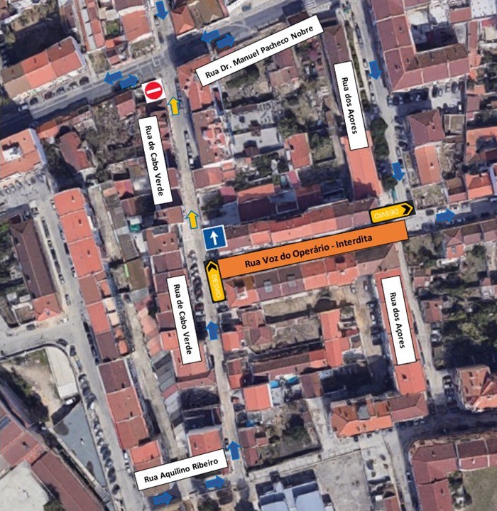 BARREIRO - Rua de Cabo Verde com alteração de sentido de trânsito Rua Voz do Operário Interdita devido à realização de obras