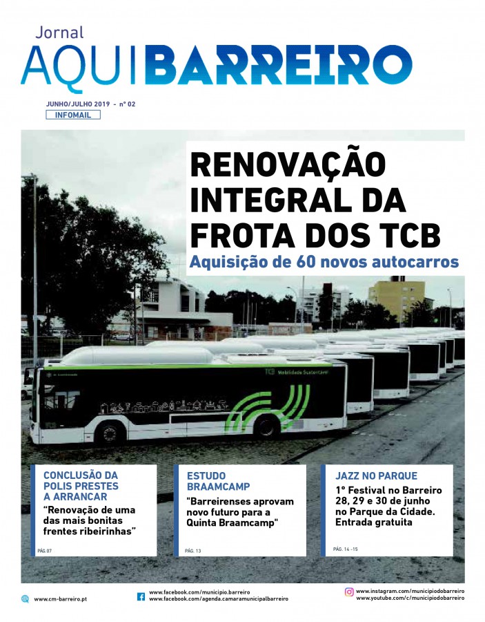 Distribuído em todas as caixas postal do Concelho. Edição junho/julho do Jornal Municipal «Aqui Barreiro» já disponível