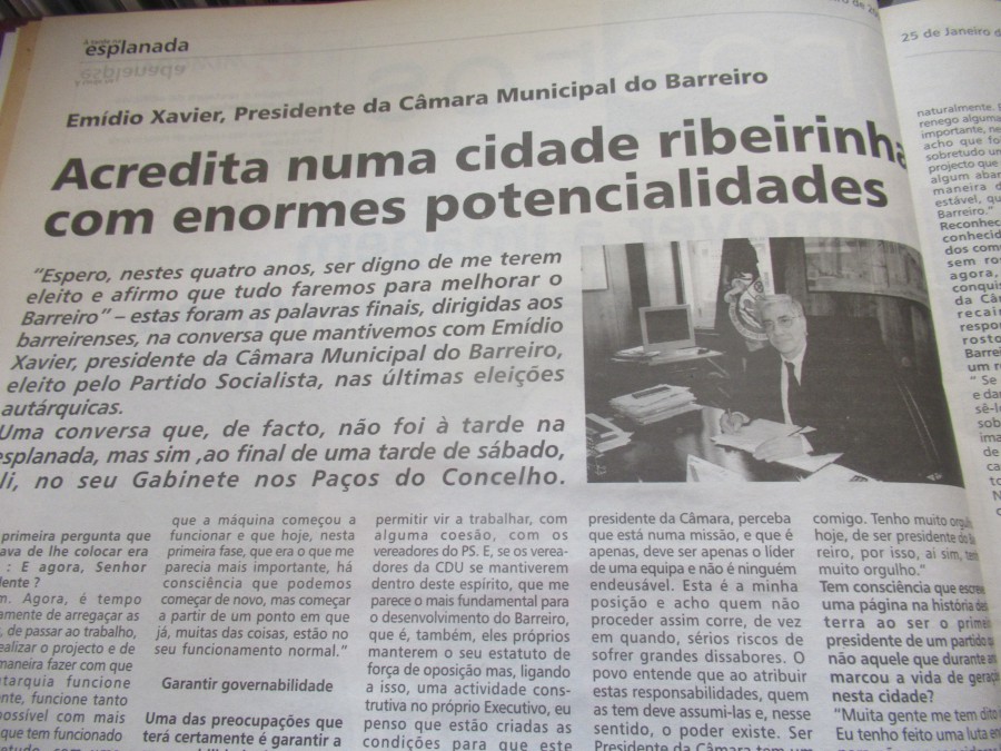 No jornal Rostos…há 20 anos! Emídio Xavier -acreditava numa cidade ribeirinha com grandes potencialidades