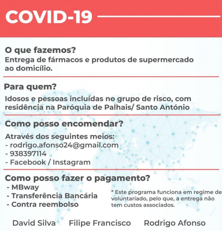 Barreiro - Santo António da Charneca / Palhais Três jovens voluntários para ajudar idosos e pessoas em situação de risco devido ao Covid-19